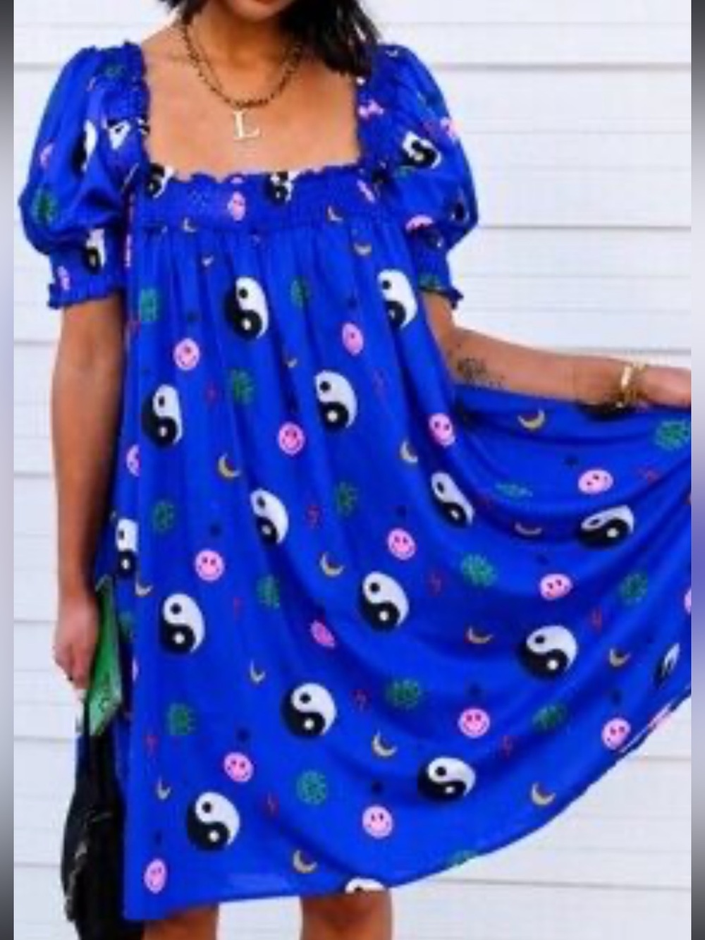 Dressed in LALA lucky smocked dress in “forget the rules” size M